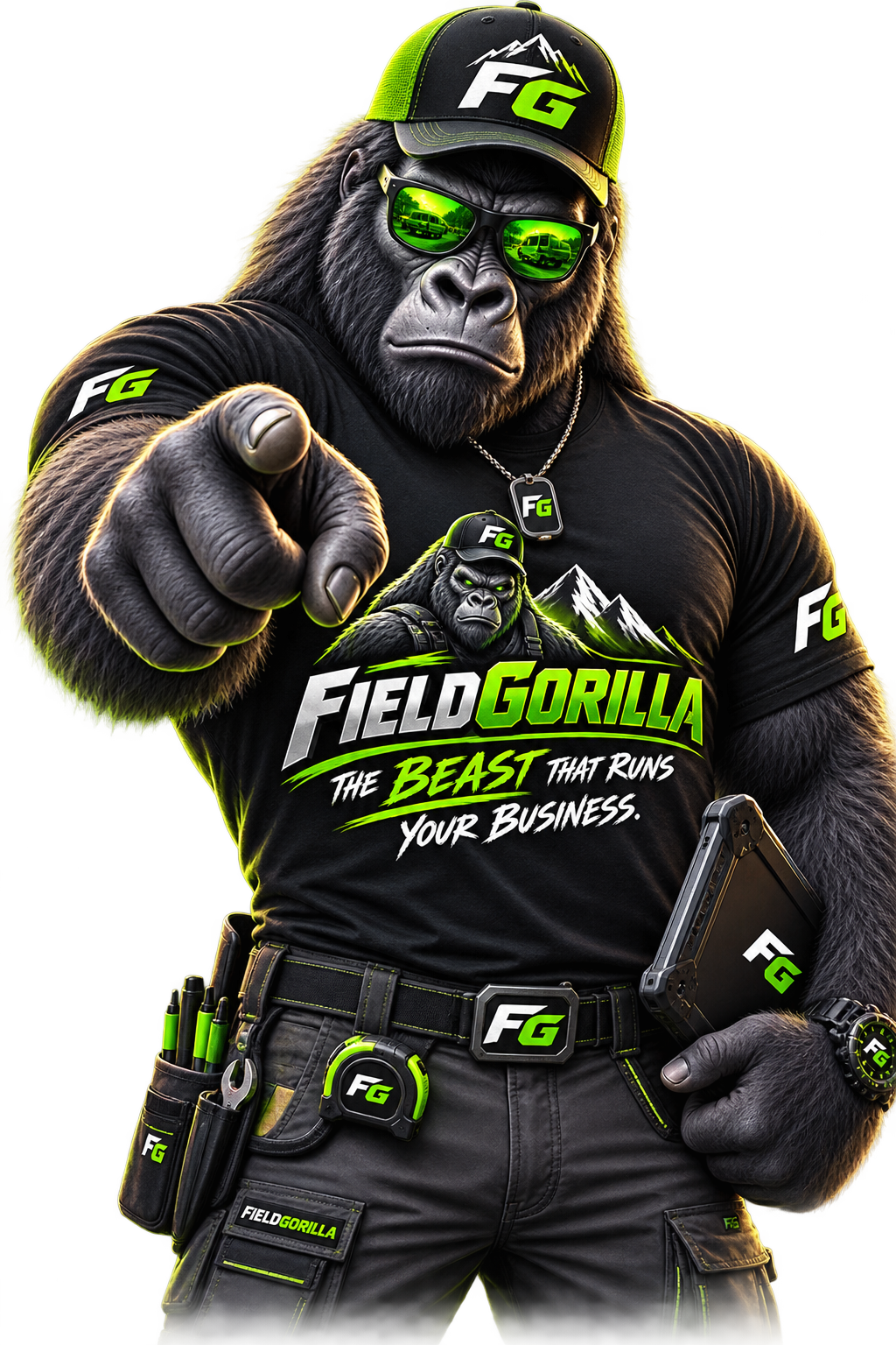 FieldGorilla mascot — the beast that runs your business